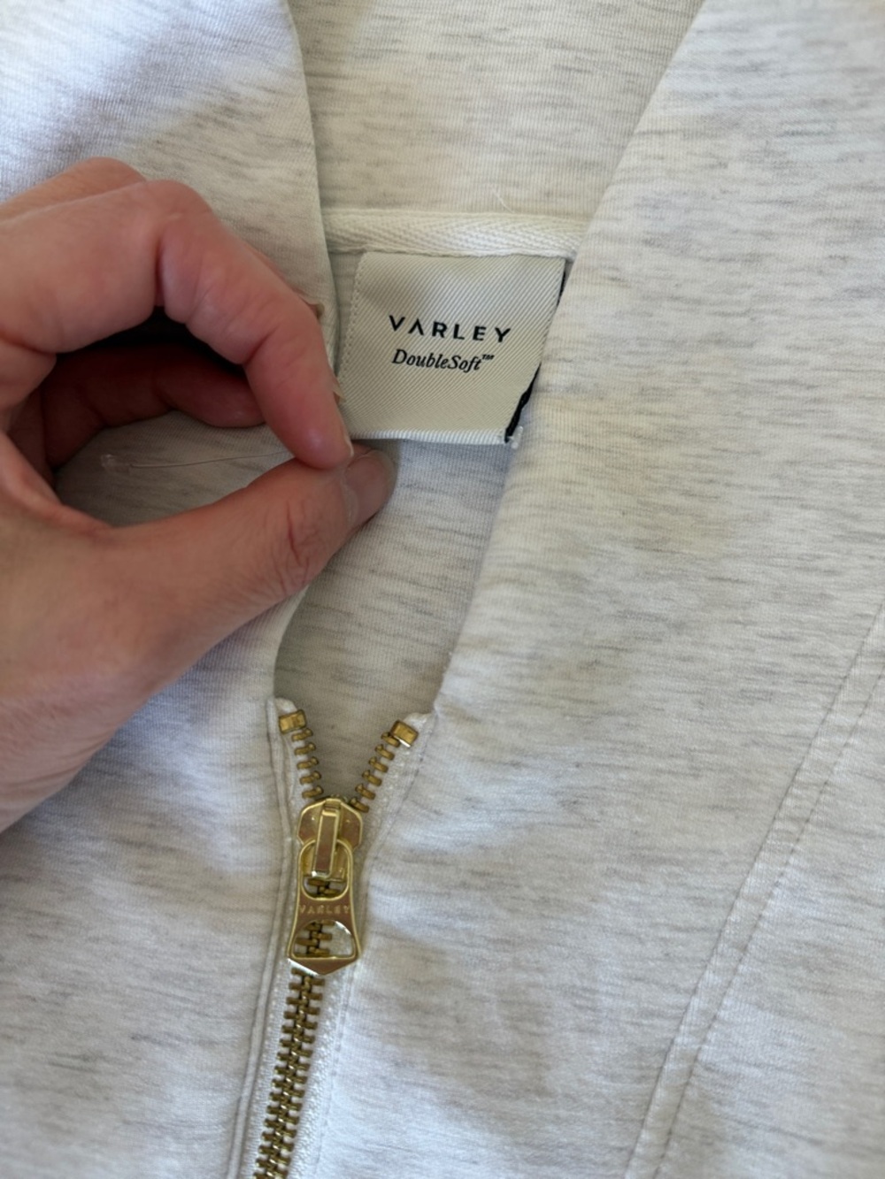 Varley Loretta Cream Sleeveless Half-Zip Pullover with Gold Hardware - Picture 2 of 8